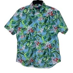 Ralph Lauren Men's Hawaiian Short Sleeve Shirt L All Over Print Tropical Preppy